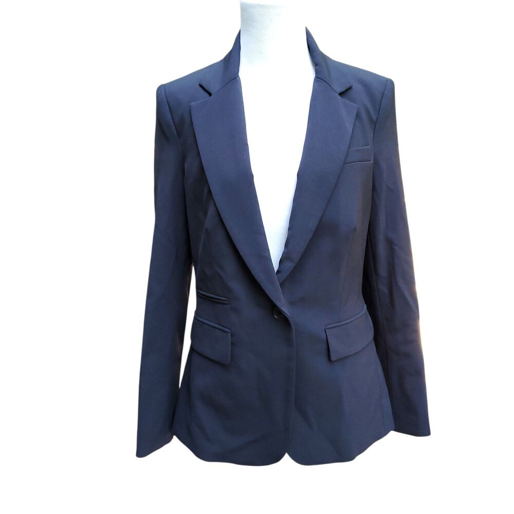 Veronica Beard Black Stretch Wool Dickey Jacket Blazer Double Vent Lined Size 4